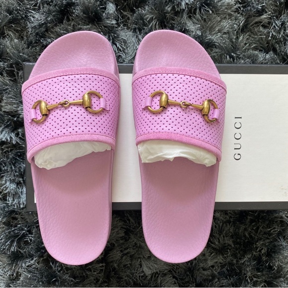 Gucci Shoes Gucci Womens Pursuit Horsebit Leather Pool Slides Poshmark